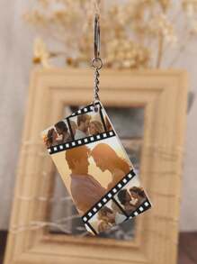 1 PC Memory Time Film Design Customized Acrylic Keychain Personalized Photo Text Customized Keychain Couple, Family, Friends, Festival Gifts Use Customized Keychain