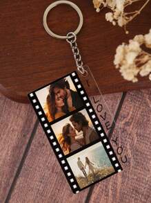1 PC Memory Time Film Design Customized Acrylic Keychain Personalized Photo Text Customized Keychain Couple, Family, Friends, Festival Gifts Use Customized Keychain