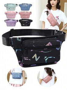 1 Chiếc Túi Đeo Hông/Túi Đeo Ngực/Túi Đeo Vai/Túi Đeo Chéo Bằng Nylon Có Khóa Kéo Trung Tính, Thiết Kế Thời Trang Và Nhiều Màu Sắc, Nhiều Túi, Thích Hợp Cho Các Buổi Đi Chơi Hàng Ngày Và Du Lịch, Trang Phục Phù Hợp Hàng Ngày, Làm Quà Tặng Cho Gia Đình Và Bạn Bè, In Ngẫu Nhiên - Nhiều màu - Xem 2