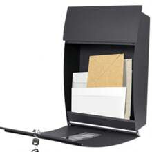 Letter Box With Viewing Windows, Post Box Wall Mounted Lockable, Weatherproof Post Box With 4 Keys Sleek Curvy Modern Letterbox For Keep Your Mail - Black - View 2