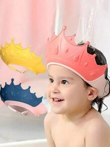 1 st kronformad justerbar elastisk babyduschmössa, vattentätt schampobadskydd, öron-/ögonskyddsdesign, schampomössa för barn, badkar - Flerfärgad - Visa 2