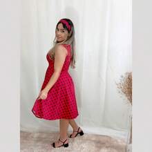 Polka Dot Tank Top Dress For Kids And Teens Girls, 80s, 90s Polka Dot - 紅色 - 查看 2