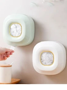1 pieza Dispensador de película plástica montado en la pared sin taladrar, caja de almacenamiento para envoltura desechable de alimentos, caja antipolvo, decoración del hogar, regalos de Navidad, regalos para el hogar, decoración de la habitación