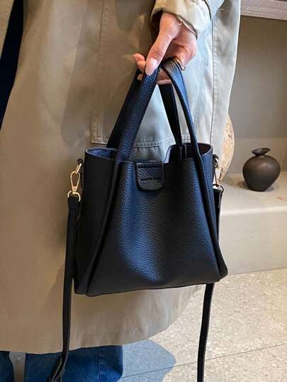 2 件套母子手提包套装，纯色手提包和单肩斜挎包