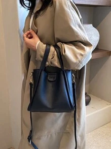 2 件套母子手提包套装，纯色手提包和单肩斜挎包