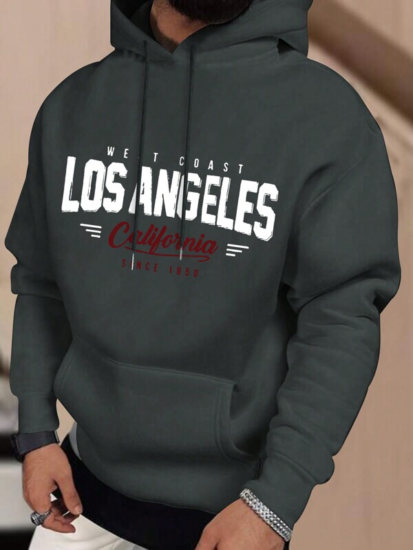 Men's Casual Letter Print Hoodie Sweatshirt, Autumn/Winter