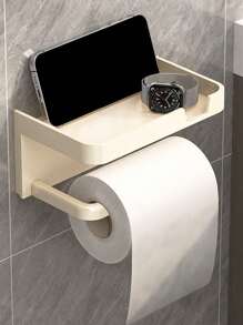 Soporte de papel higiénico de montaje en pared sin taladro - Dispensador de rollo de papel higiénico con almacenamiento, decoración de baño de plástico para decoración de otoño