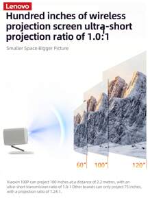 Lenovo 100P Smart Projector Ultra HD 1080P Bedroom Living Room Home Theatre Auto Correction