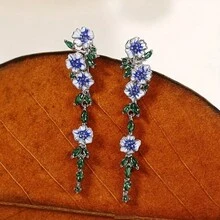 1 Cặp Hoa tai tinh xảo bằng đồng khảm nhỏ thời trang Châu Âu/Hàn Quốc với đá Zirconia màu ngọc lục bảo, lý tưởng cho lễ hội, tiệc tùng, thường ngày và đeo hàng ngày, hàng hot tại xưởng - Nhiều màu - Xem 7