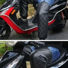 2件組中性冬季單車/摩托車腿套，防水加厚防寒膝蓋與腿部護套，附防滑鉤 - 黑色 - 查看 2