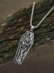 GuoShuang Fashionable and Popular Men Skull Pendant Necklace Alloy for Vacation and for a Stylish Look - Antique Silver - View 20