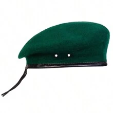 1 件装男士 100% 羊毛贝雷帽，纯色军用风格帽子，时尚户外休闲帽，适合秋冬休闲、商务和派对 - 彩色 - 查看 11