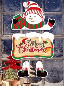 1 件圣诞雪人“圣诞快乐”门挂装饰，室内和室外圣诞新年生日礼物，圣诞节