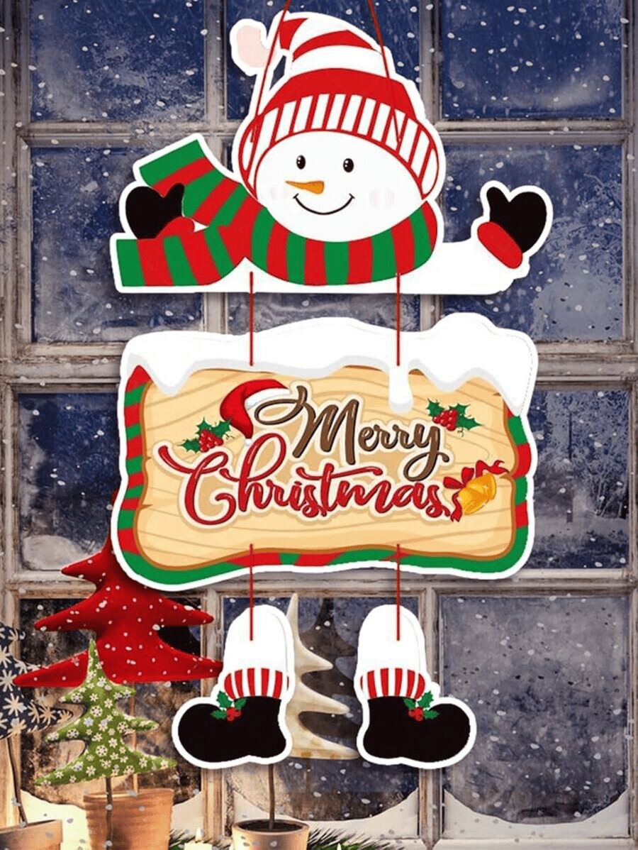 1 件圣诞雪人“圣诞快乐”门挂装饰，室内和室外圣诞新年生日礼物，圣诞节