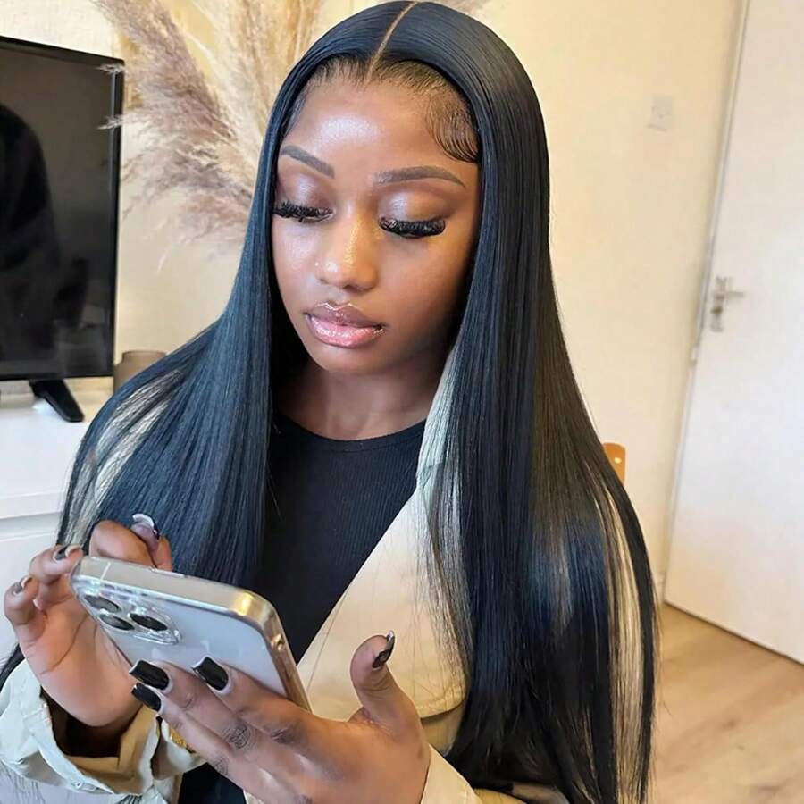 Put On And Go Glueless Wigs Human Hair Pre Plucked Pre Cut 6x5 Straight Lace Closure Wigs Human Hair Upgraded Glueless Wig Ready To Wear Glueless HD Lace Front Wigs For Women 200% Density - Natural Black - 查看 1
