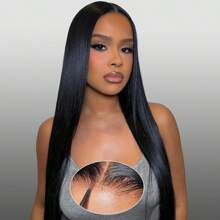 Put On And Go Glueless Wigs Human Hair Pre Plucked Pre Cut 6x5 Straight Lace Closure Wigs Human Hair Upgraded Glueless Wig Ready To Wear Glueless HD Lace Front Wigs For Women 200% Density - Natural Black - 查看 8