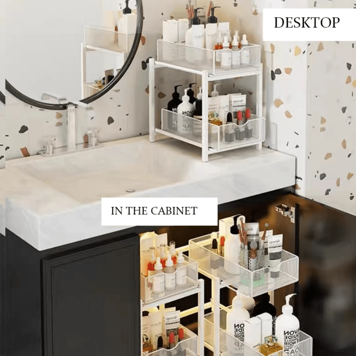 Bathroom Sink Shelf Desktop Sliding Drawer Organizer Rack For