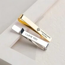 1 件个性化心形雕刻不锈钢领带夹 - 耐用时尚，适合男士，创意情侣礼物，适合圣诞节、新年、生日