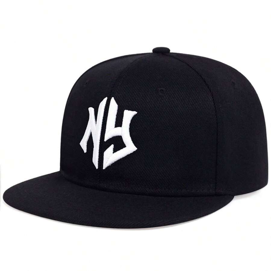 1Piece Men NG Letter Embroidered Hip Hop Hat Outdoor Adjustable Sunscreen Leisure Hat Spring Summer Travel Tourism Beach Vacation - Black and White - View 1