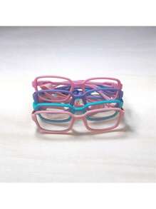 Children's Frame Acetate Silicone Glasses Non-Prescription Lens With Case S308P - 藏蓝色 - 查看 4