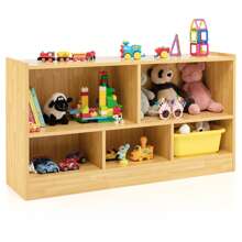 Lifezeal Kids 2-Shelf Bookcase 5-Cube Wood Toy Storage Cabinet Organizer - Beige - View 1