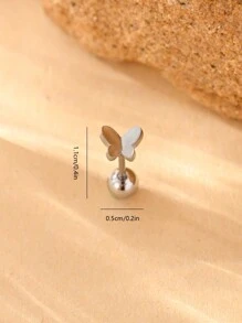 1pc Stainless Steel Single Layer Butterfly Chain Minimalist Style Small Dainty Ear Cuff Earrings, Suitable For Women Daily Wear - Silver - View 6