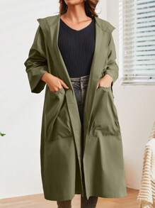 New Arrival Artistic Loose Plus Size Oversized Long Trench Coat With Pockets, Hooded Casual Women Jacket For Autumn - View 4