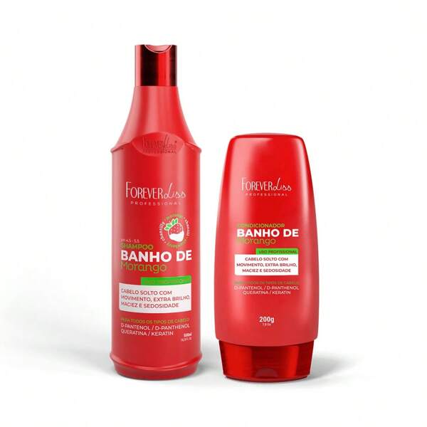 FOREVER LISS Kit Shampoo e Condicionador Banho de Verniz Morango Forever Liss