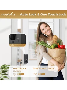 Arpha Fingerprint Door Lock, Keyless Entry Door Lock Deadbolt With 50 Biometric Fingerprints, 50 User Codes, App Control, Keypad, Auto Lock, IP54 Waterproof, Easy Installation Smart Lock
