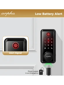 Arpha Fingerprint Door Lock, Keyless Entry Door Lock Deadbolt With 50 Biometric Fingerprints, 50 User Codes, App Control, Keypad, Auto Lock, IP54 Waterproof, Easy Installation Smart Lock