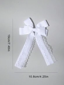 2个装女童白色蝴蝶结弹力发圈，甜美蕾丝多层蝴蝶结发带，返校季 - 白色 - 查看 5