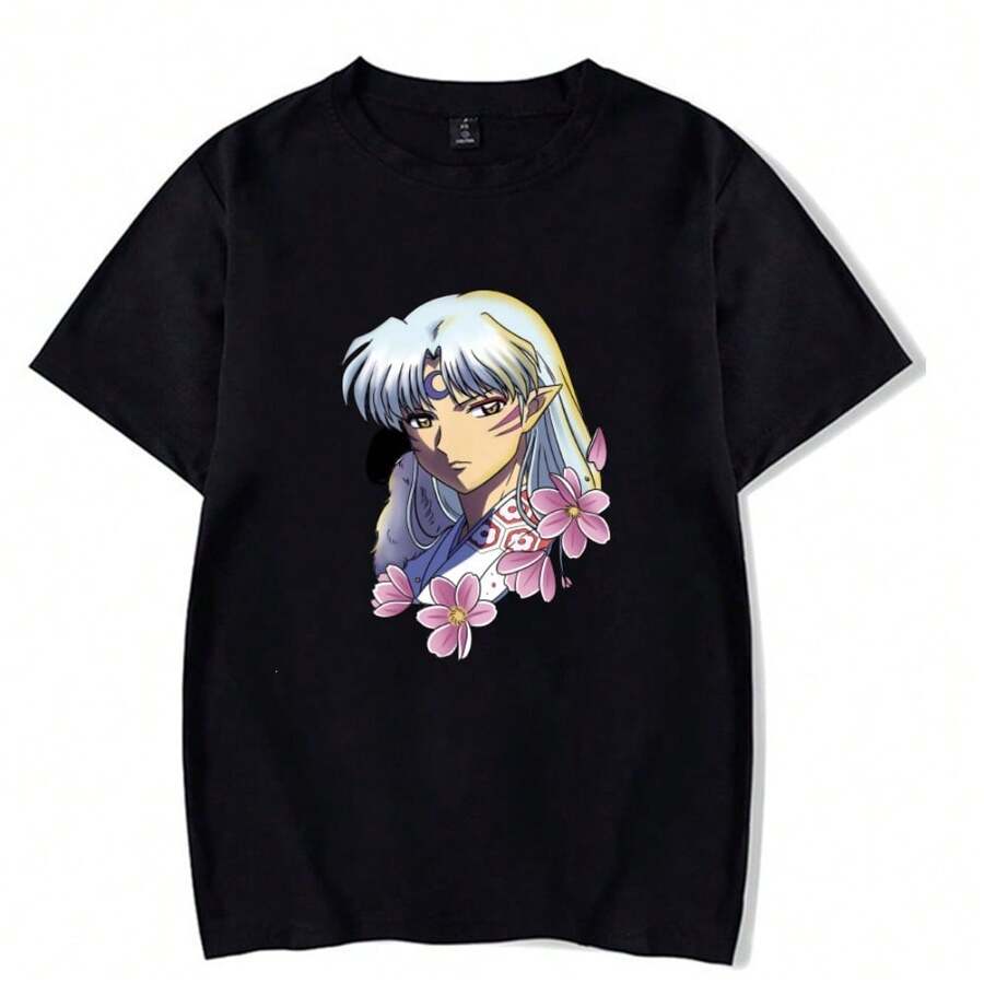 T-Shirt Sesshomaru Japanese Anime Manga Otaku Geek Nerd Shirt Blouse Unisex Male Female 100% Cotton Top Premium Streetwear New Release Fast Shipping Various Colors!! Plus Size - 黑色 - 查看 1