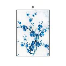 YIKES 1 pièce Murale en canevas florale bleue et blanche, pissenlit, pivoine, orchidée, affiche et impression de plante à fleurs, cadeau idéal pour la décoration moderne d'une salle de séjour et de la maison, sans cadre