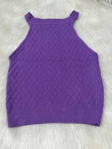 Tank Top Cropped Blouse Tricot Modal Summer Launch - Purple - View 3