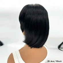 Tóc giả 10 inch tóc thật Mullet Tóc giả Pixie cho phụ nữ Tóc giả ngắn màu 1B Tóc thật Tóc giả cắt Pixie đen tự nhiên có mái Tóc giả không keo 10A Tóc thật nguyên chất Tóc giả cắt bob nhiều lớp Tóc giả cắt kiểu Wolfcut Tóc giả thay thế để sử dụng hàng ngày - màu đen - Xem 3