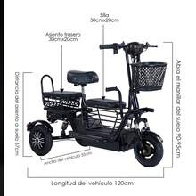 NINOTO Bicicleta Electrica con 3 ruedas 30Km/h Para 3 Personas Para Mayor autonomía 40km - Negro - Ver 7