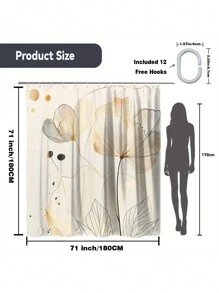 1 件时尚防水浴帘，适用于浴室装饰和窗户秋季装饰浴室配件返校 - 彩色 - 查看 4