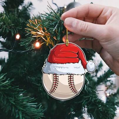 Christmas Decoration Festive Acrylic Santa Hat Baseball Ornament: Perfect For Christmas Tree Decorating - 5.6cm/2.2inch