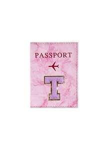 1 Stück Passcover, lila Handtuch mit A-Z Buchstaben Stickerei, unisex RFID Vintage Business Passhülle, tragbare multifunktionale ID/Bankkarten PU Leder Geldbörse - Pink - Übersicht 16