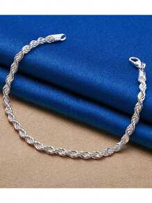 Naszyjnik z zawieszką ze srebra próby 925, 2 szt., 16-24 cali, 4 mm, z łańcuszkiem, męskim i damskim, z modnym zawieszką, na imprezę