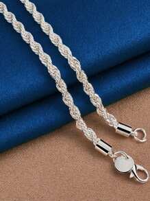 Naszyjnik z zawieszką ze srebra próby 925, 2 szt., 16-24 cali, 4 mm, z łańcuszkiem, męskim i damskim, z modnym zawieszką, na imprezę