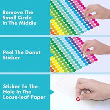100 Miếng Dán Lỗ Gia Cố, 20 Thiết Kế Màu Sắc Bảo Vệ Lỗ Giấy, Nhãn Tròn Gia Cố Tự Dính Nhiều Màu Sắc Cho Tờ Giấy Tờ Rời (Ngoài 0,5", Trong 0,25") - Nhiều màu - Xem 5