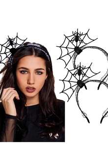 1pc Halloween Party Lace Spider Web Headband Creative Costume Accessory Makeup Hair Decor