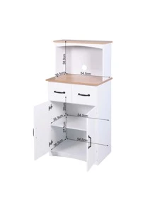 Wooden Kitchen Cabinet White Pantry Storage Microwave Cabinet,With Storage Drawer,Made Of Premium Mdf Board,Sturdy And Safety,Ample Storage Space,White.,Victory Store