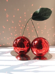Cherry Disco Ball Decor, Double Mirror Ball Cherry Decor For DJ Club Stage Bar Party Wedding Holiday Decoration Home Decor Best Gifts Birthday Graduation Christmas Decorations Room Decor Christmas - Red - View 5