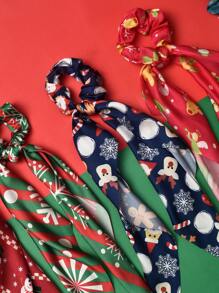 6 cái/bộ dây buộc tóc Giáng sinh có ruy băng, dây buộc tóc in họa tiết dễ thương, dây buộc tóc chun buộc tóc đuôi ngựa cho bé gái, món quà hoàn hảo cho Giáng sinh - Nhiều màu - Xem 4