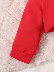 3 件套女婴卡其色休闲运动衫、吊带和长裤，适合秋冬季 - 紅色 - 查看 5