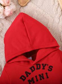 3 件套女婴卡其色休闲运动衫、吊带和长裤，适合秋冬季 - 紅色 - 查看 4