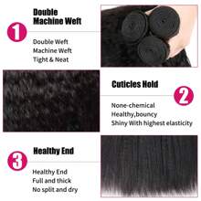 Mèches bouclées franches de cheveux humains, mèches droites Yaki, trame de cheveux Remy, cheveux vierges brésiliens non traités, 3 lots de rallonges de cheveux, couleur naturelle