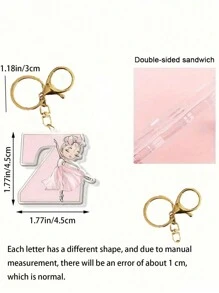 Umkehrbare Acryl-Schlüsselanhänger in Ballerina-Mädchen-Buchstabenform für Mädchen, Kopfhörer-Anhänger-Accessoires, Tasche-Anhänger-Autoschlüsselanhänger, Geburtstagsgeschenke für Mitschüler, Freund, Kollegen Buchstaben-Schlüsselanhänger